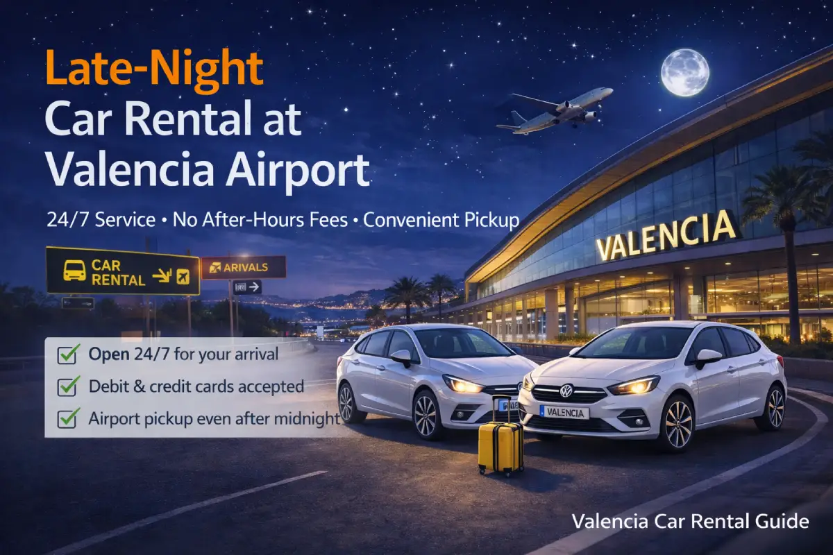 Late night car rental at Valencia Airport