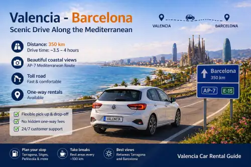 One-Way Rental from Valencia to Barcelona